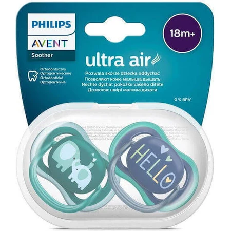 Силіконова соска-пустушка Philips Ultra Air Elephant - зелена для дітей від 18 місяців 2 шт.: ціни та характеристики