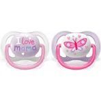 Силіконова ортодонтична пустушка Philips Ultra Air з кришкою I Love Mum - рожева для 0-6 місяців 2шт: ціни та характеристики