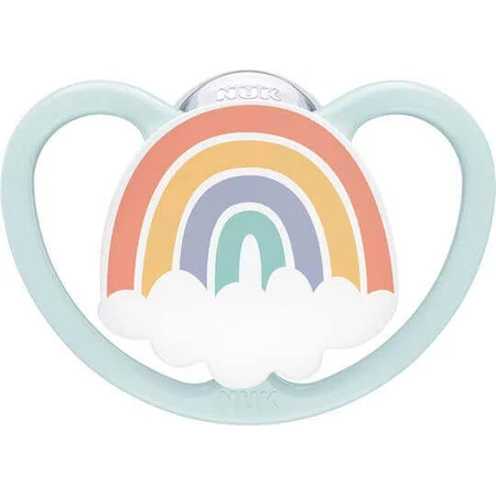 Силіконова ортодонтична пустушка Nuk Space з чохлом Rainbow - м'ятно-зелена від 0 до 6 місяців: ціни та характеристики