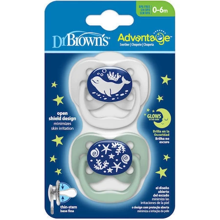 Пустышка Dr. Brown's Soothers Silicone Soothers Ocean Cover - Mint White для 0-6 месяцев 2шт: цены и характеристики