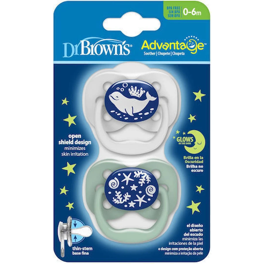 Пустышка Dr. Brown's Soothers Silicone Soothers Ocean Cover - Mint White для 0-6 месяцев 2шт: цены и характеристики