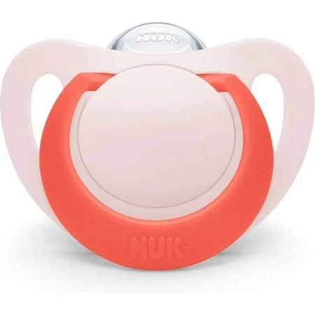 Пустышка Nuk Star силиконовая с крышкой розовая / фуксия для 6-18 месяцев: цены и характеристики