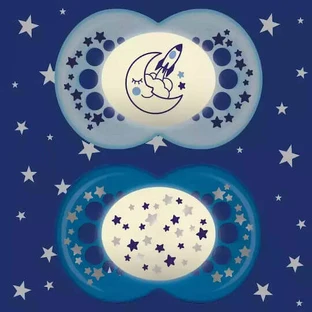 Mam 260S Силиконовые ортодонтические пустышки Star-Moon Star-Socks - Light Blue-Blue для 16+ месяцев 2шт 2шт