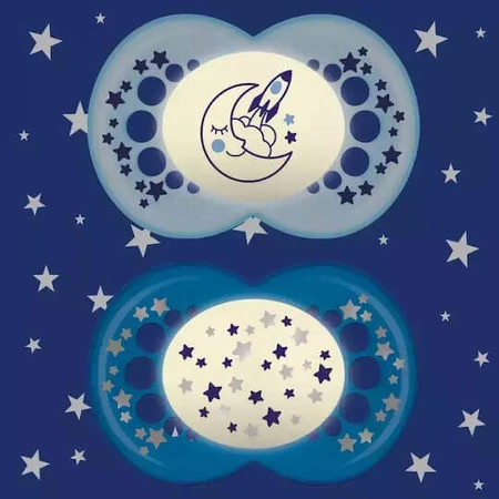 Mam 260S Силиконовые ортодонтические пустышки Star-Moon Star-Socks - Light Blue-Blue для 16+ месяцев 2шт 2шт: цены и характеристики