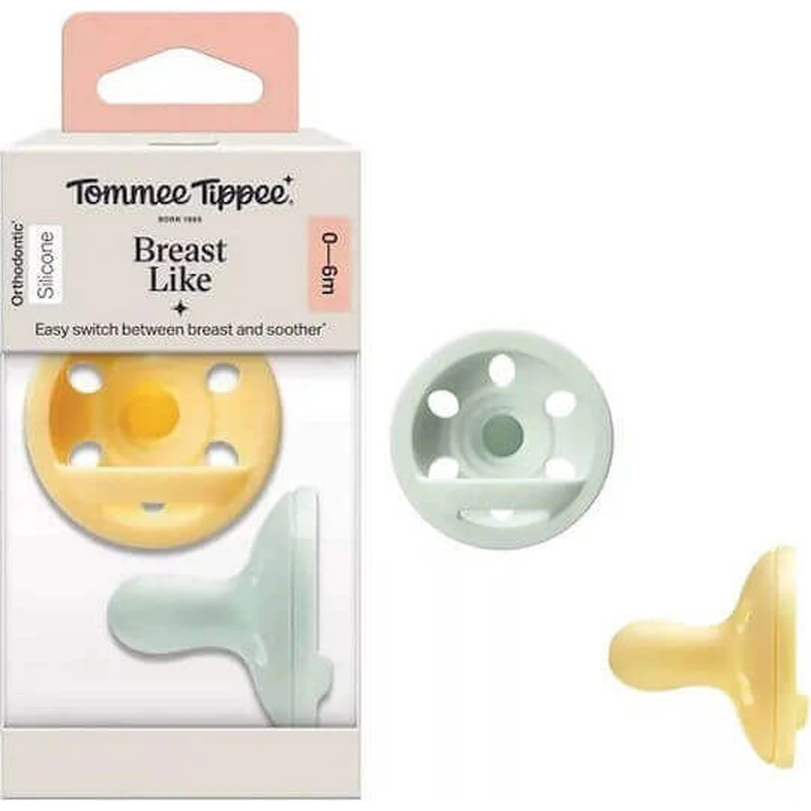Пустышка Tommee Tippee Breastlike желтая силиконовая для 0-6 месяцев 2шт: цены и характеристики