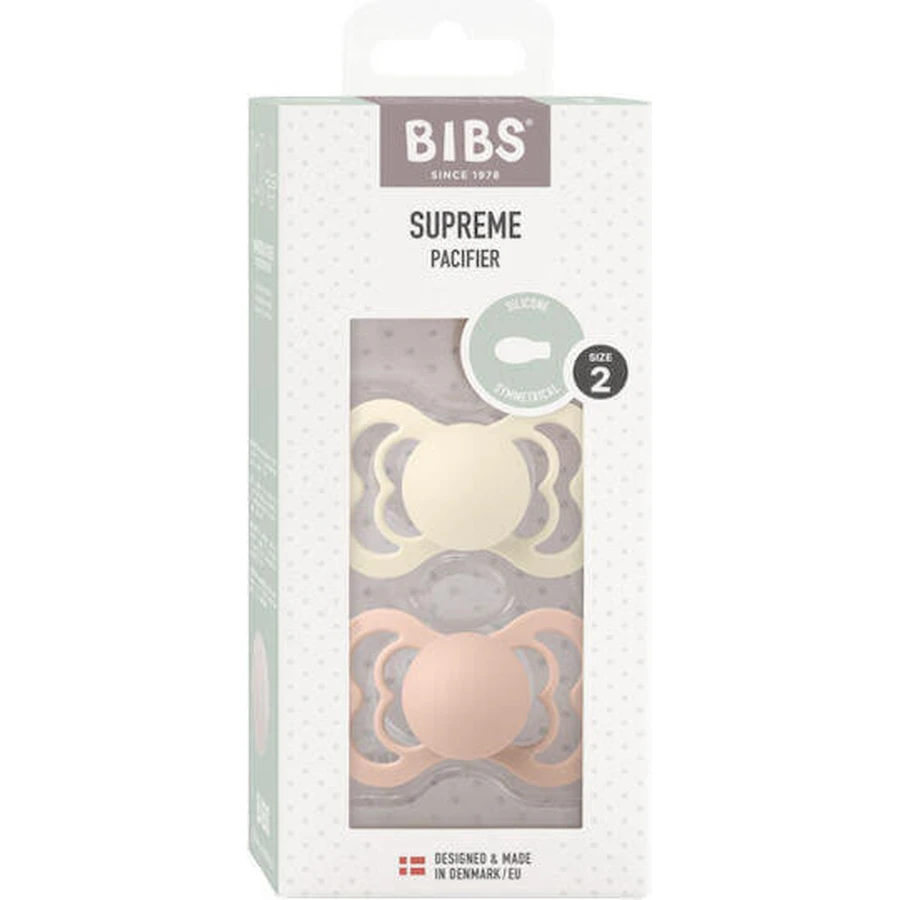Пустушки Supreme Bibs Силіконові пустушки слонова кістка / блідо-рожеві для 6+ місяців 2шт: ціни та характеристики