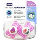Пустышка Chicco Physioforma Light силиконовая с чехлом - розовая для 16-36 месяцев