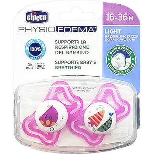 Пустышка Chicco Physioforma Light силиконовая с чехлом - розовая для 16-36 месяцев