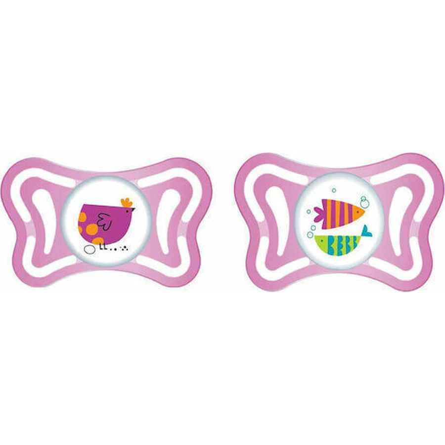 Пустышка Chicco Physioforma Light силиконовая с чехлом - розовая для 16-36 месяцев: цены и характеристики