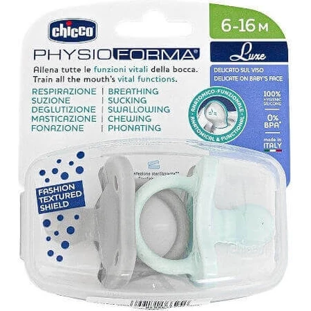 Силіконові пустушки Chicco Soft Luxe світло-блакитно-сірі для 6-16 місяців 2шт: ціни та характеристики