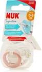 Пустышка Nuk Signature силиконовая ортодонтическая - белая/сомон для 0-6 месяцев