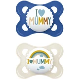Mum Ι Love Mummy & Daddy Силиконовая пустышка I Love Mummy - голубой/альб - бежевый для 2-6 месяцев 2шт 2шт