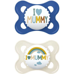 Mum Ι Love Mummy & Daddy Силіконові пустушки I Love Mummy - блакитна/блакитна/бежева для 2-6 місяців 2шт 2шт