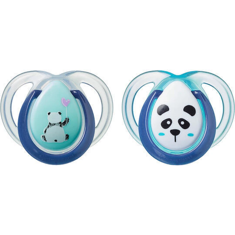 Tommee Tippee Anytime Силиконовые ортодонтические пустышки Панда - Аква для 0-6 месяцев 2шт: цены и характеристики