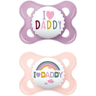 Пустушка ортодонтична силіконова I Love Daddy - Mov-Somon для мами і тата 2-6 місяців 2шт