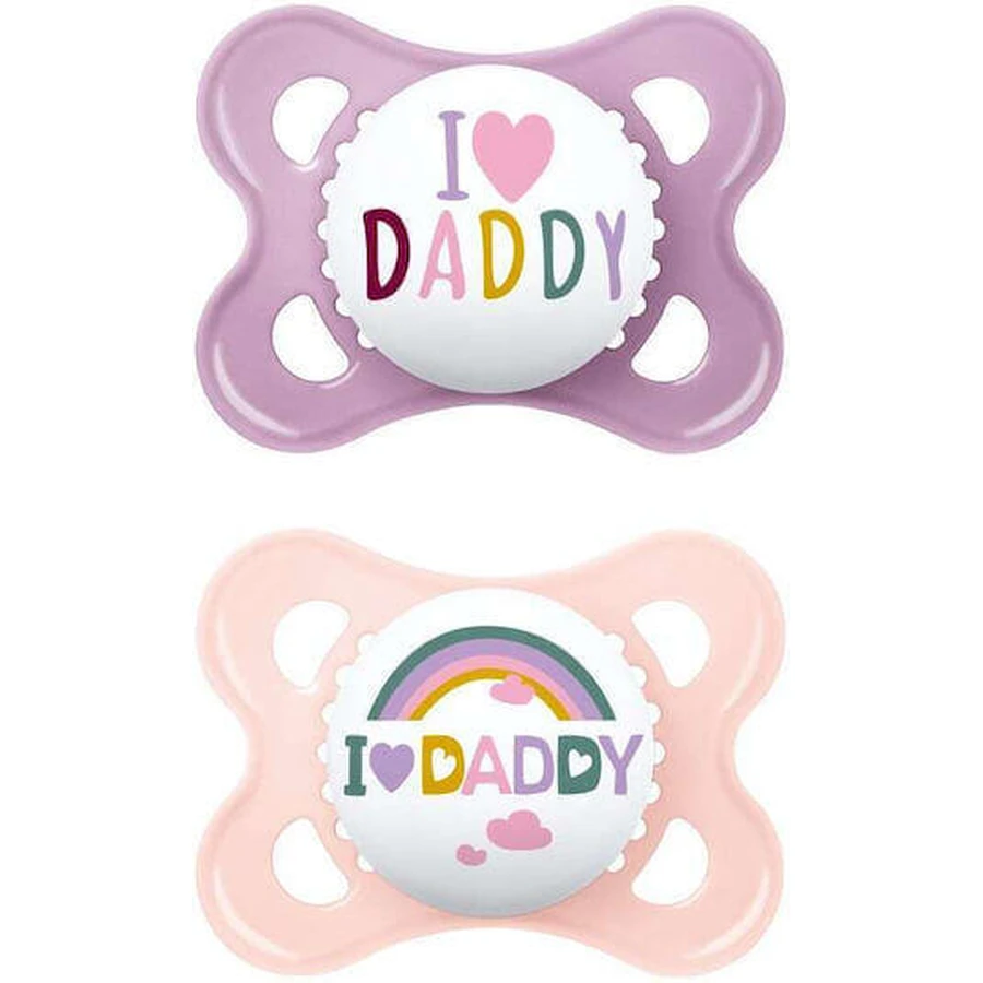 Пустушка ортодонтична силіконова I Love Daddy - Mov-Somon для мами і тата 2-6 місяців 2шт: ціни та характеристики