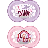 Mam 265S I Love Daddy силиконовая ортодонтическая пустышка - розово-сиреневая для 16+ месяцев 2шт