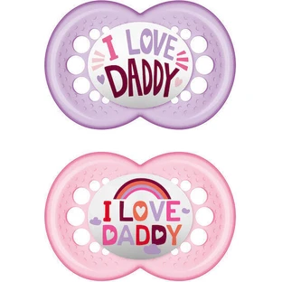 Mam 265S I Love Daddy Силіконові ортодонтичні пустушки - рожевий бузок для 16+ місяців 2шт