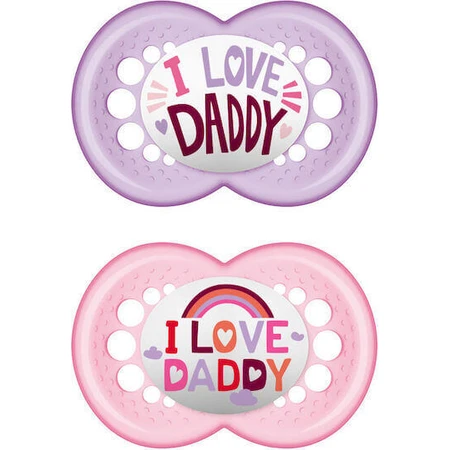 Mam 265S I Love Daddy Силіконові ортодонтичні пустушки - рожевий бузок для 16+ місяців 2шт: ціни та характеристики