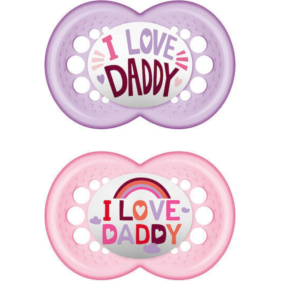Mam 265S I Love Daddy Силіконові ортодонтичні пустушки - рожевий бузок для 16+ місяців 2шт: ціни та характеристики