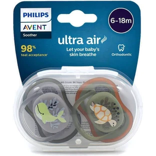 Philips Ultra Air Ортодонтические силиконовые пустышки Ортодонтическая пустышка Черепаха Кит пустышка для 6-18 месяцев 2шт