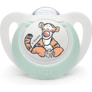 Пустышка Nuk Star Silicon Tiger - белый/мятный для 0-6 месяцев