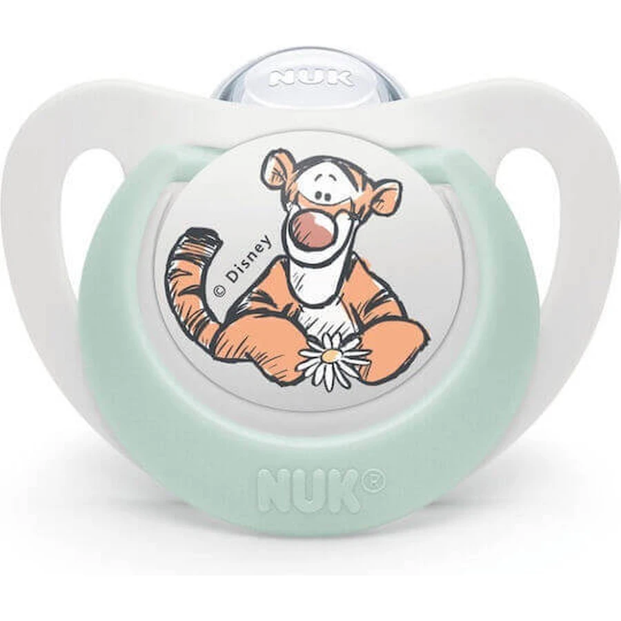 Пустышка Nuk Star Silicon Tiger - белый/мятный для 0-6 месяцев: цены и характеристики