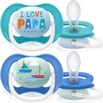 Philips Ultra Air Силиконовая ортодонтическая пустышка с мешочком I Love Papa - голубая для 6-18 месяцев 2шт: цены и характеристики