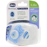 Chicco 71033-21 Chicco 71033-21 Пустышка силиконовая с чехлом ночь/ночь - голубой-альб для 6-16 месяцев 2шт