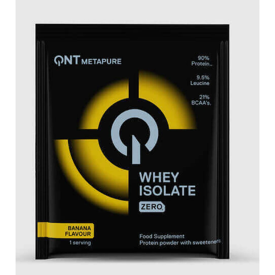 Ізолят сироваткового протеїну QNT Metapure з нульовим вмістом сироваткового протеїну зі смаком банана 30гр: ціни та характеристики