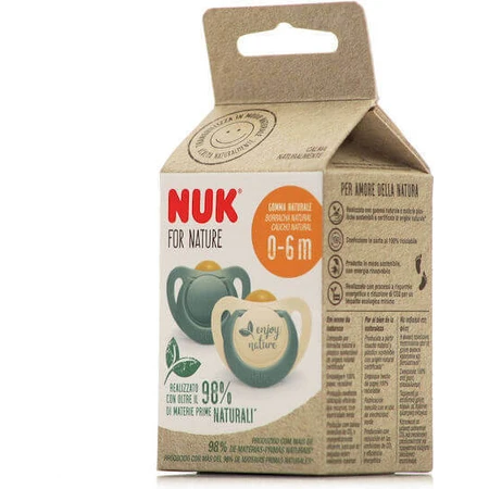 Nuk 10737879 Ортодонтичні пустушки гумові Enjoy Nature - зелені для 0-6 місяців 2шт: ціни та характеристики