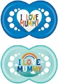 Силіконова ортодонтична пустушка Mam I Love Mummy - бірюзово-блакитна для 6-16 місяців 2шт
