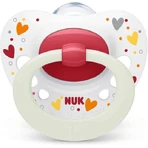 Nuk Signature Ортодонтична силіконова пустушка з кришкою Сердечка - Біла - Червона для 18-36 місяців: ціни та характеристики