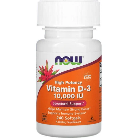 Now Foods Витамин D-3 для поддержки иммунитета и здоровья яиц 10000iu 240 софтгелей: цены и характеристики