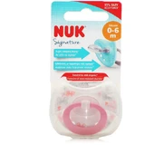 Nuk Signature Силиконовая ортодонтическая пустышка с чехлом - розовая для 0-6 месяцев
