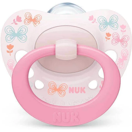 Nuk Signature Силіконова ортодонтична пустушка з кришкою - рожева для 0-6 місяців: ціни та характеристики