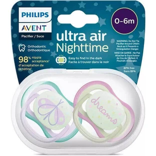 Philips Ultra Air Ортодонтическая силиконовая пустышка 0-6 месяцев 2шт