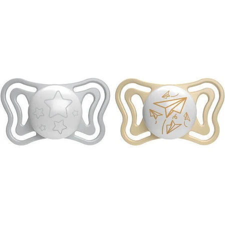 Силіконові пустушки Chicco Physio Light сіро-жовті для 6-16 місяців 2 шт.: ціни та характеристики
