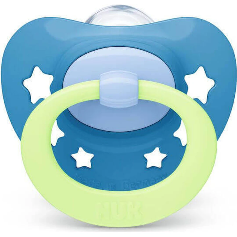 Nuk Signature Night Silicone Orthodontic Night Star Cover Ортодонтический ночной бюстгальтер - Sky Blue для 18-36 месяцев: цены и характеристики