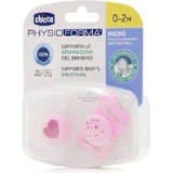 Chicco Пустышка силиконовая Physio Пустышка Physio Shape Micro Cardula Pink-Diaphanous для 0-2 месяцев 2шт