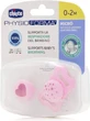 Chicco Пустышка силиконовая Physio Пустышка Physio Shape Micro Cardula Pink-Diaphanous для 0-2 месяцев 2шт