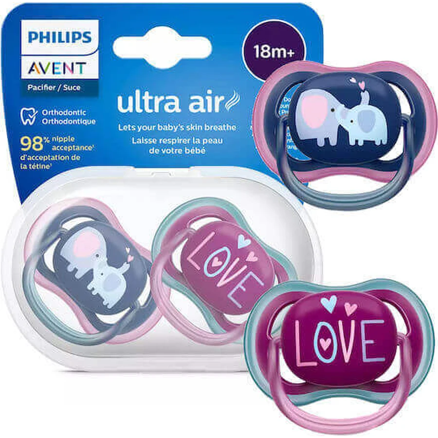 Силіконова соска Philips Ultra Air з чохлом від 18 місяців 2 шт.: ціни та характеристики