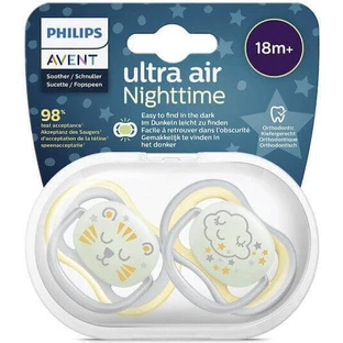 Силиконовая пустышка Philips Ultra Air Тигренок желтый/облако для 18+ месяцев 2шт