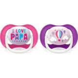 Силіконова ортодонтична пустушка Philips Ultra Air з чохлом I love Daddy - Pink-Mov для 6-18 місяців 2шт