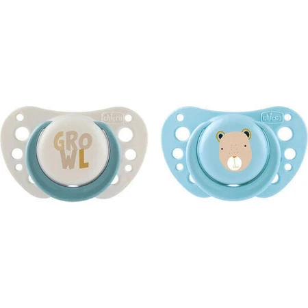 Chicco Air Shape силиконовая пустышка Growl - Beige/B Cerulean Blue для 0-6 месяцев 2шт 2шт: цены и характеристики