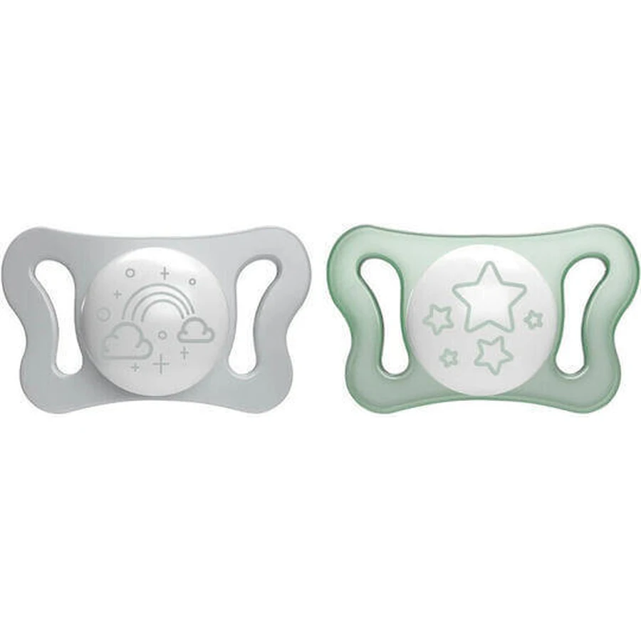 Chicco Physioforma Мікро силіконові пустушки сірі/зелені для 0-2 місяців 2шт: ціни та характеристики