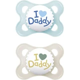 Mum Original Ортодонтические силиконовые пустышки I Love Daddy - Blue - 2-6 месяцев 2шт