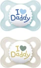 Mum Original Ортодонтические силиконовые пустышки I Love Daddy - Blue - 2-6 месяцев 2шт