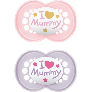 Mam Original Mummy I Love Mummy Силиконовая ортодонтическая мумия - Розово-Мовый для 6-16 месяцев 2шт