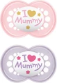 Mam Original Mummy I Love Mummy Силиконовая ортодонтическая мумия - Розово-Мовый для 6-16 месяцев 2шт